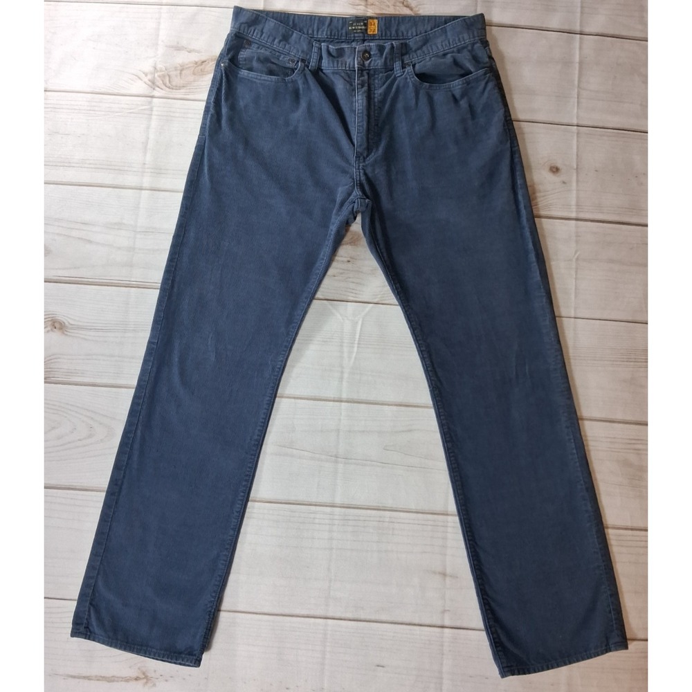 J.Crew Mens Slim Straight Corduroy Pants 34x32 Blue Fine Wale 100% Cotton 34x32